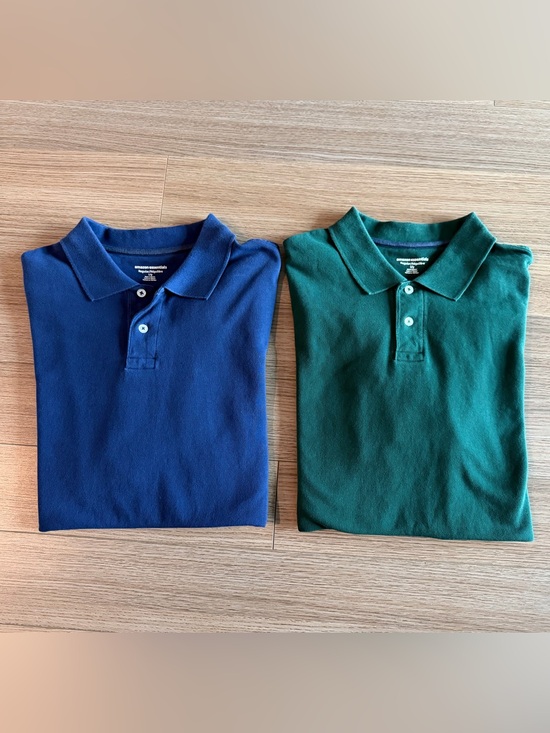 Amazon Essentials Other - Amazon Essentials Men's Large Cotton Polo Shirts Set of 2 Navy Blue Green